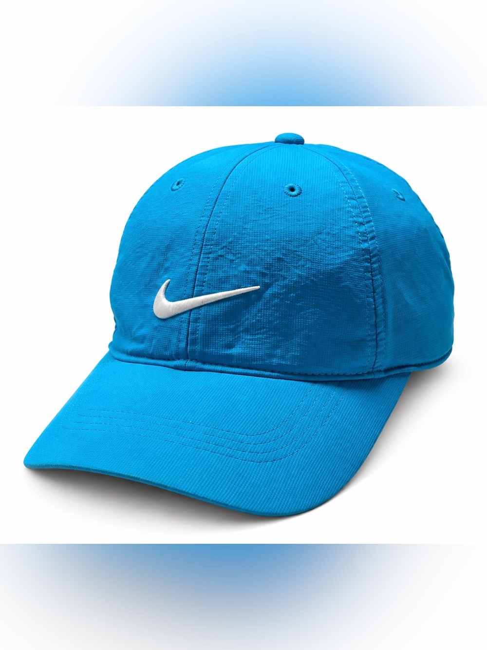 Nike Golf Blue Teal Hat White Swoosh Adjustable Strapback Baseball Cap